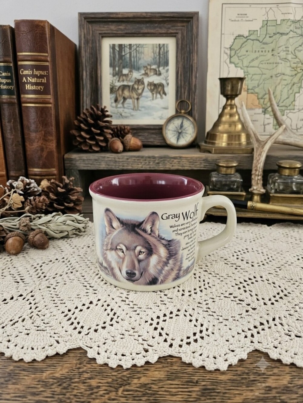 American Expedition Gray Wolf Ceramic Coffee Mug 16oz